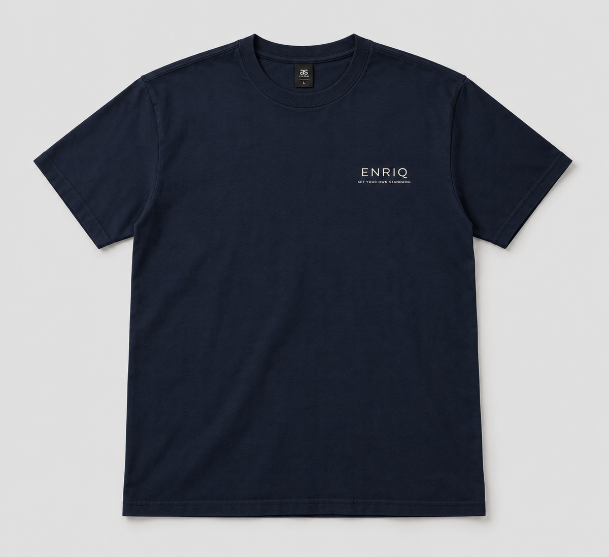 ENRIQ basic-fit T-shirt Navy – voorkant met klein ENRIQ-borstlogo