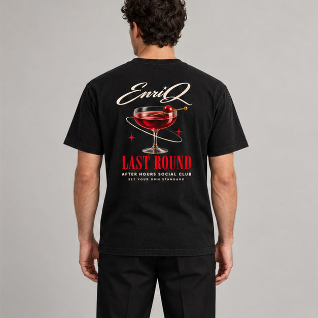 EnriQ Last Round Tee – Black – Basic Fit – model achter