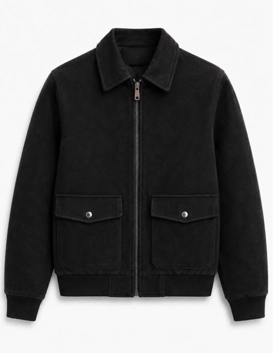 Zwart suèdelook jack – front view
