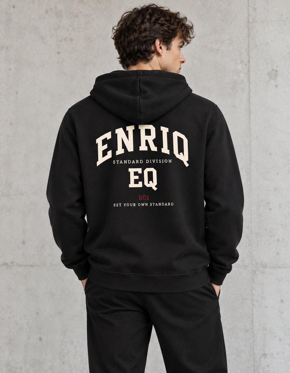 EnriQ Standard Division Hoodie – Black – op model
