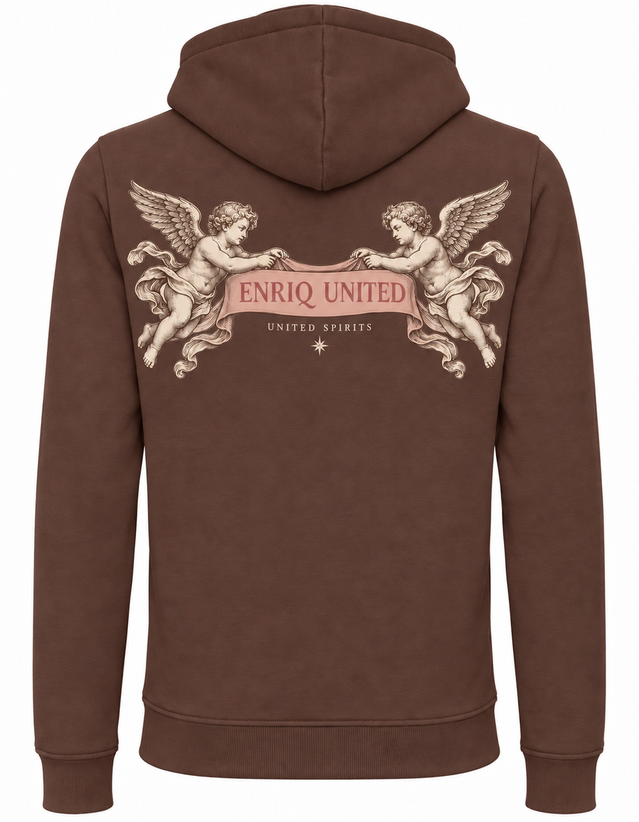 EnriQ United Spirits Hoodie – Chocolate Brown – achterkant