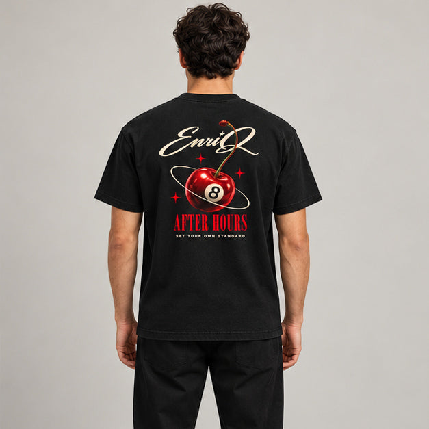 EnriQ After Hours Tee Black regular fit – op model, achterkant