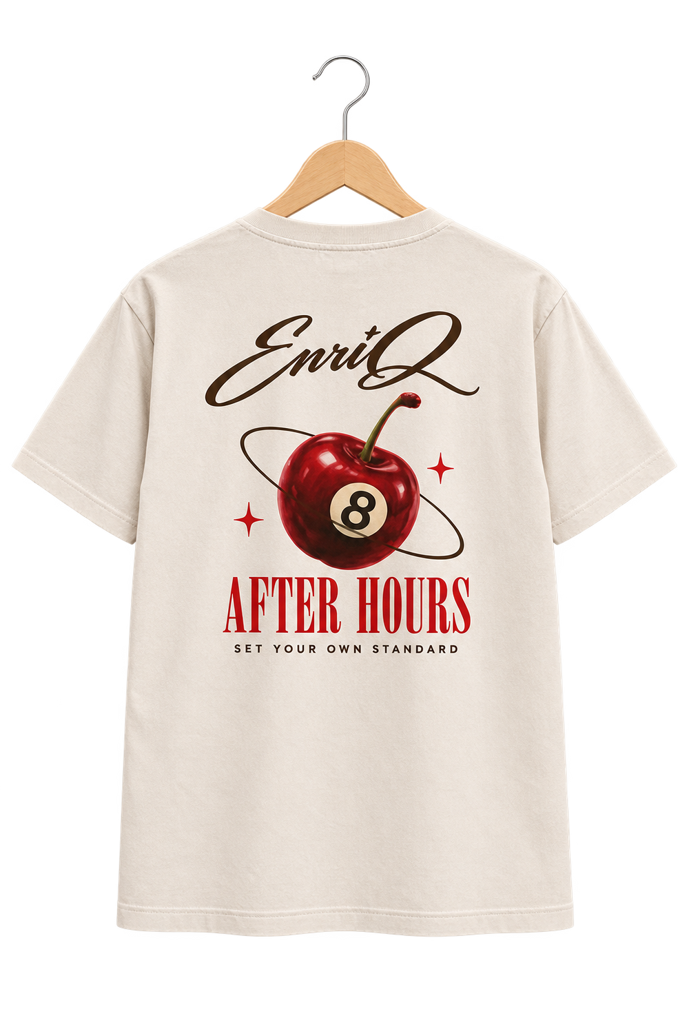 ENRIQ HEADER – After Hours Bone – achterkant op houten hanger