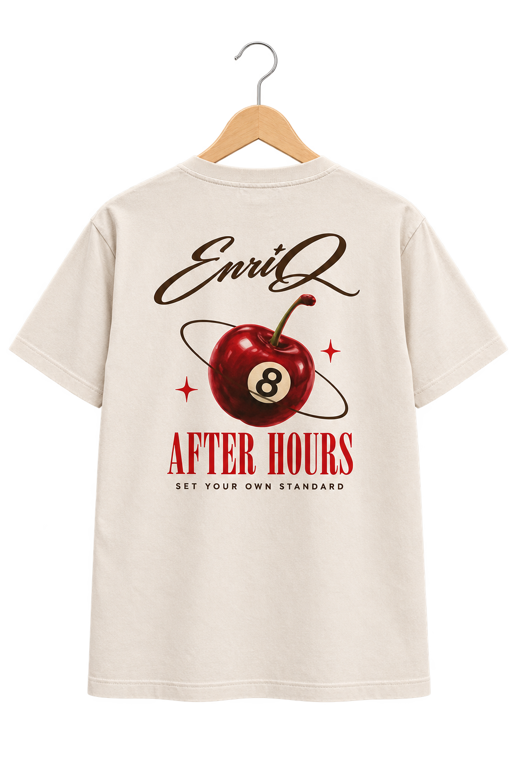 ENRIQ HEADER – After Hours Bone – achterkant op houten hanger