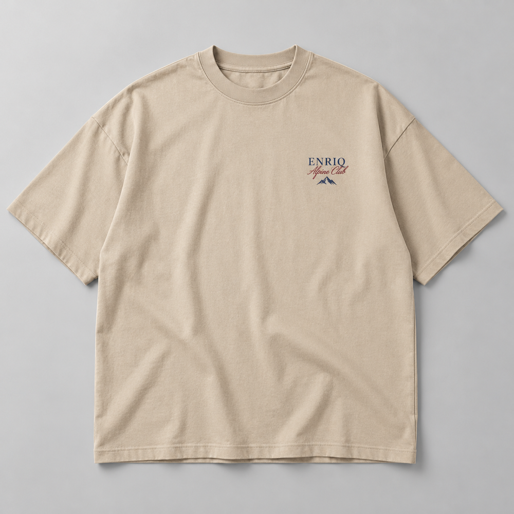 EnriQ Alpine Club Sand Oversized – flatlay voorkant