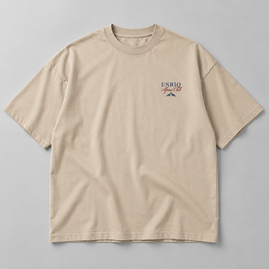 EnriQ Alpine Club Sand Oversized – flatlay voorkant