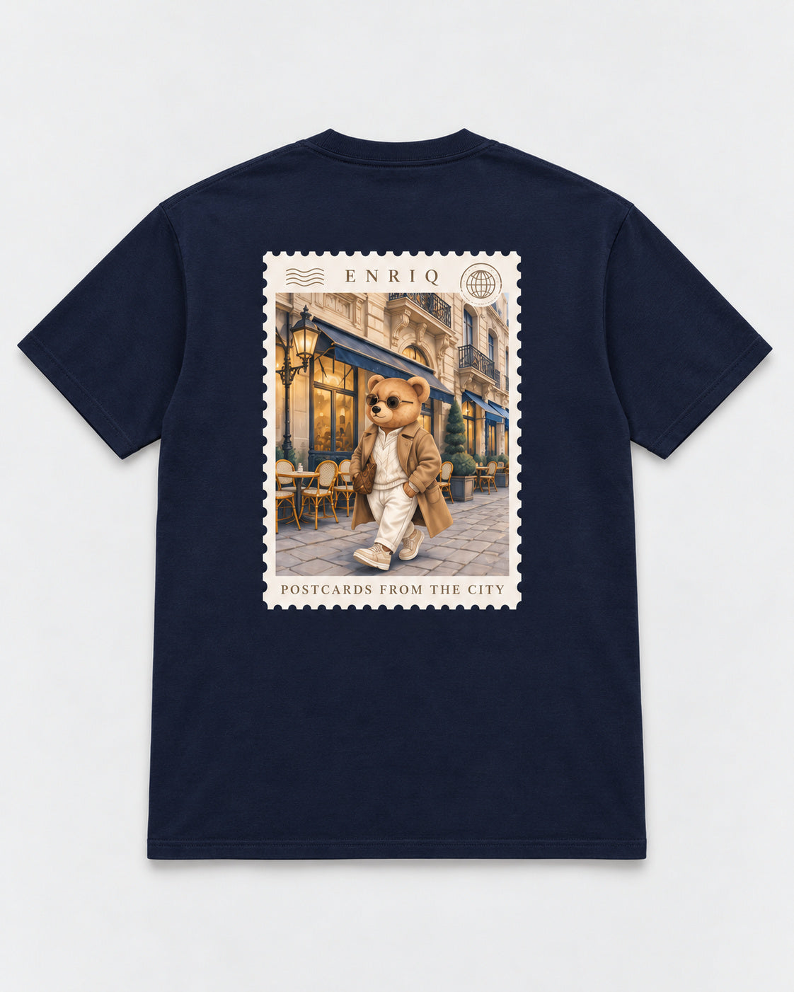 ENRIQ City Stamp Navy basic fit – achterkant