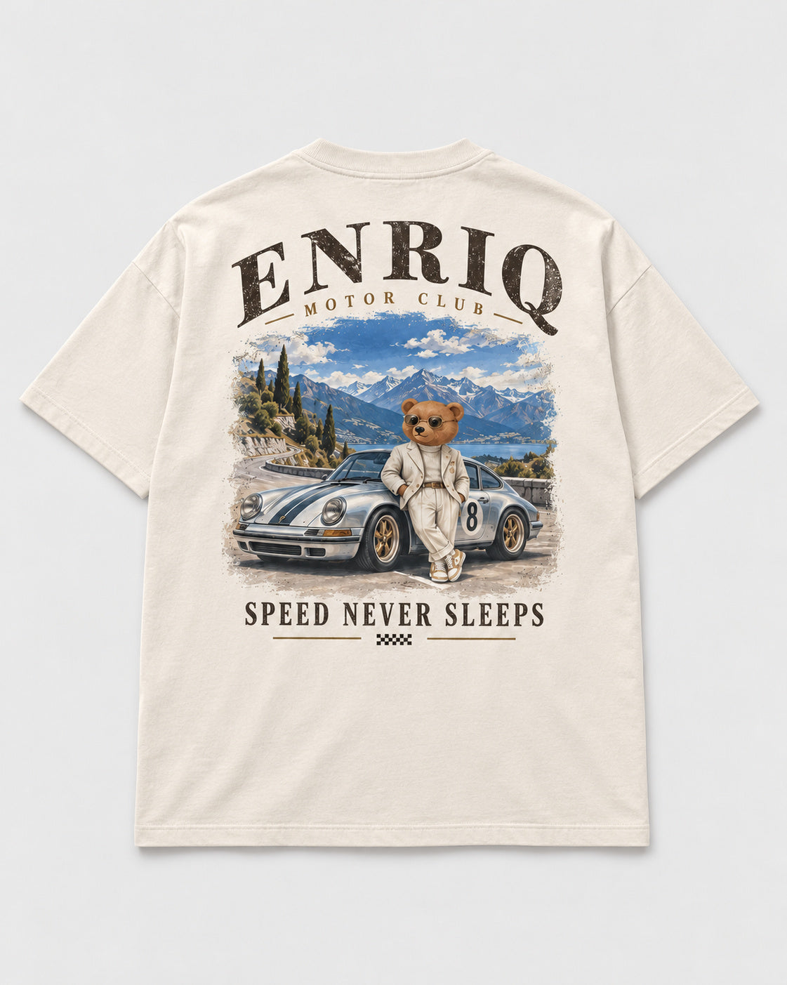 ENRIQ Speed Never Sleeps Bone basic fit – achterkant