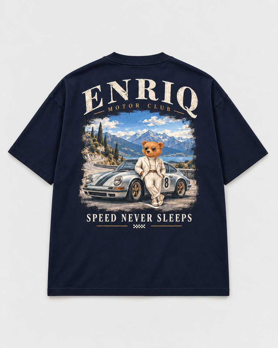 ENRIQ Speed Never Sleeps Navy basic fit – achterkant