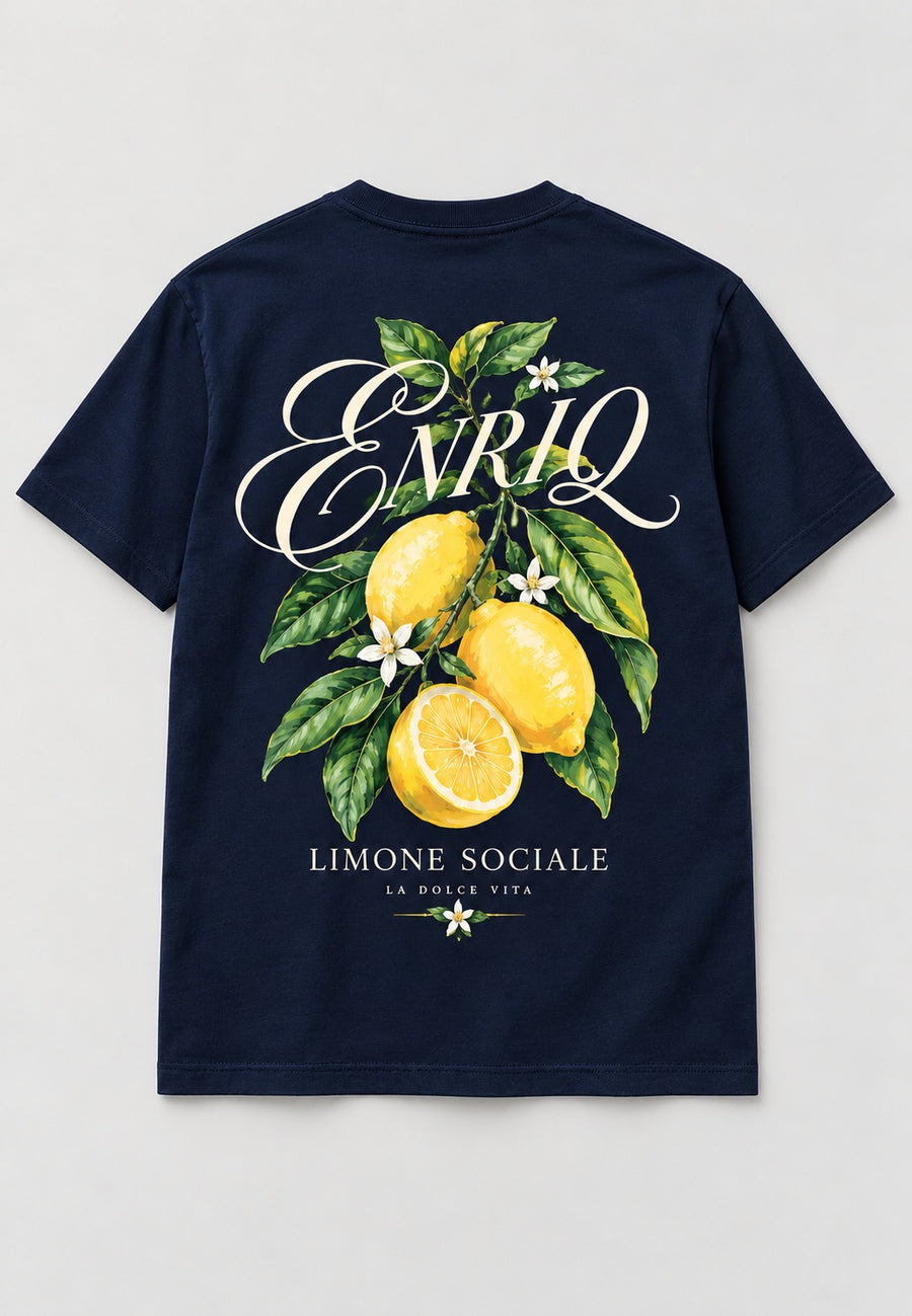 ENRIQ Limone Sociale Navy basic fit – achterkant