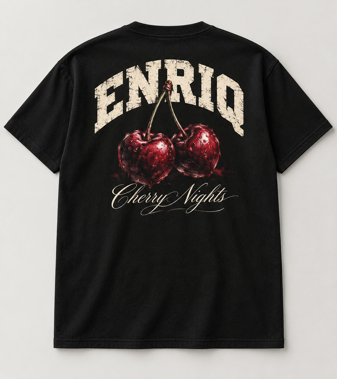 ENRIQ Cherry Nights Black basic fit – achterkant
