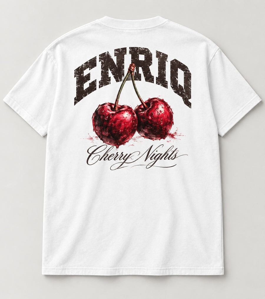 ENRIQ Cherry Nights White basic fit – achterkant