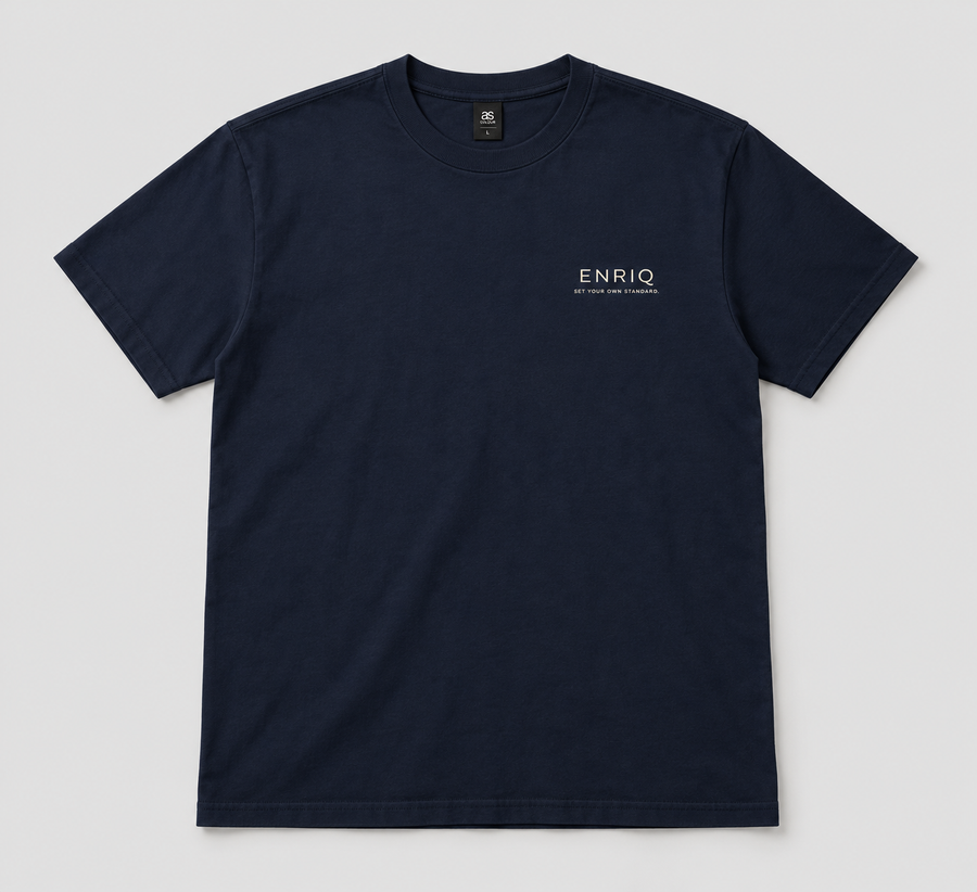 ENRIQ basic-fit T-shirt Navy – voorkant met klein ENRIQ-borstlogo