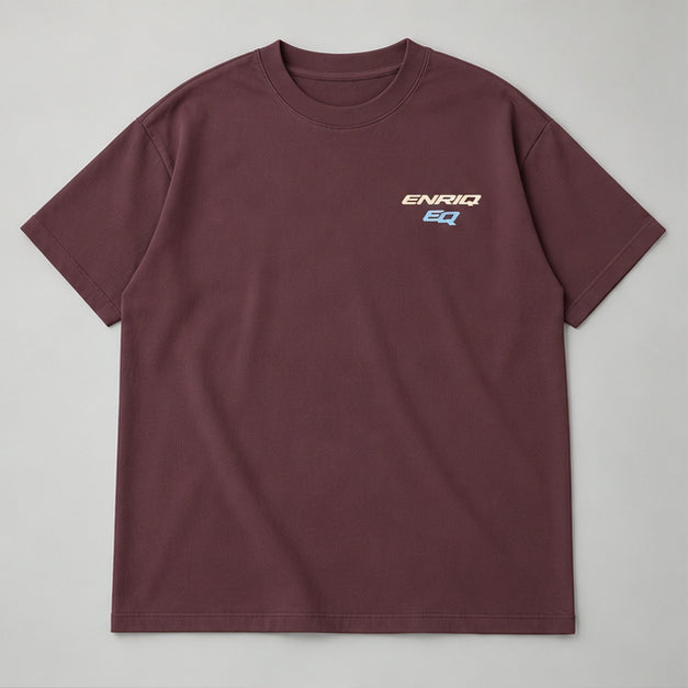 EnriQ EQ-Orbit Tee – Cherry – Oversized – flatlay voor