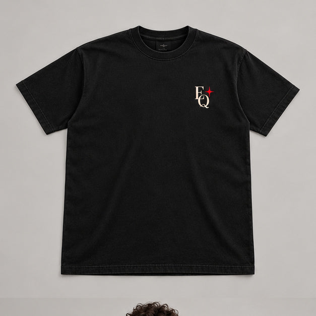 EnriQ Last Round Tee – Black – Basic Fit – flatlay voor