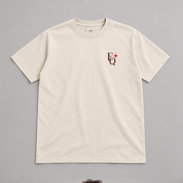 EnriQ Last Round Tee – Bone – Basic Fit – flatlay voor