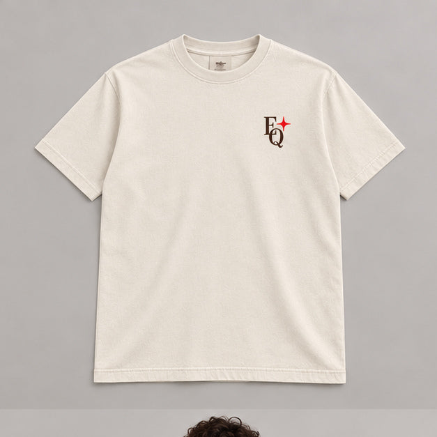 EnriQ Lucky Roll Tee – Bone – Basic Fit – flatlay voor