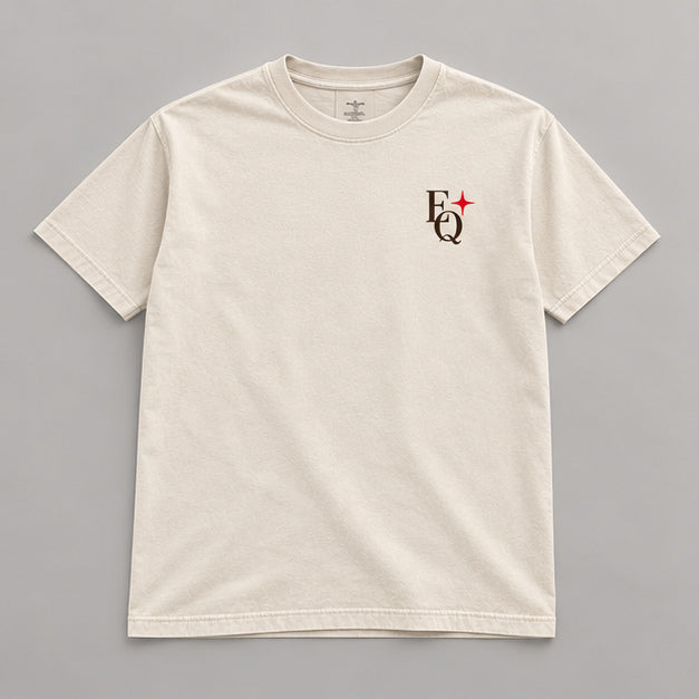 EnriQ Midnight Ace Tee – Bone – Basic Fit – flatlay voor