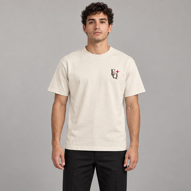 EnriQ Midnight Ace Tee – Bone – Basic Fit – model voor