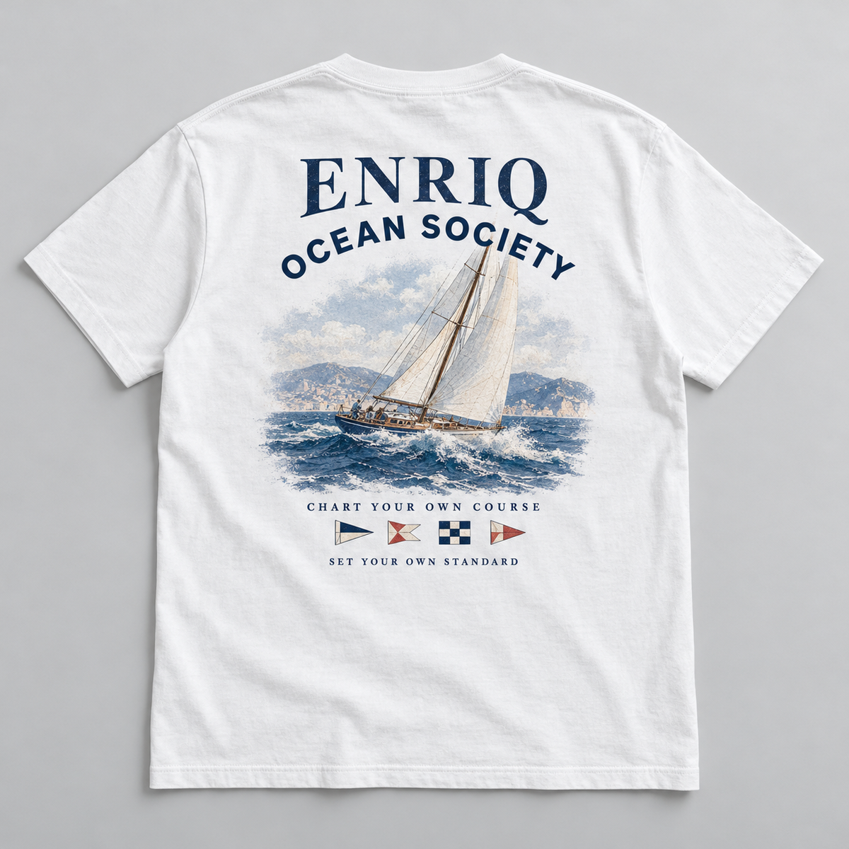 EnriQ Ocean Society White Basic Fit – flatlay achterkant