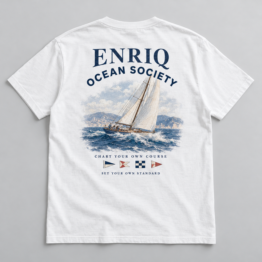 EnriQ Ocean Society White Basic Fit – flatlay achterkant