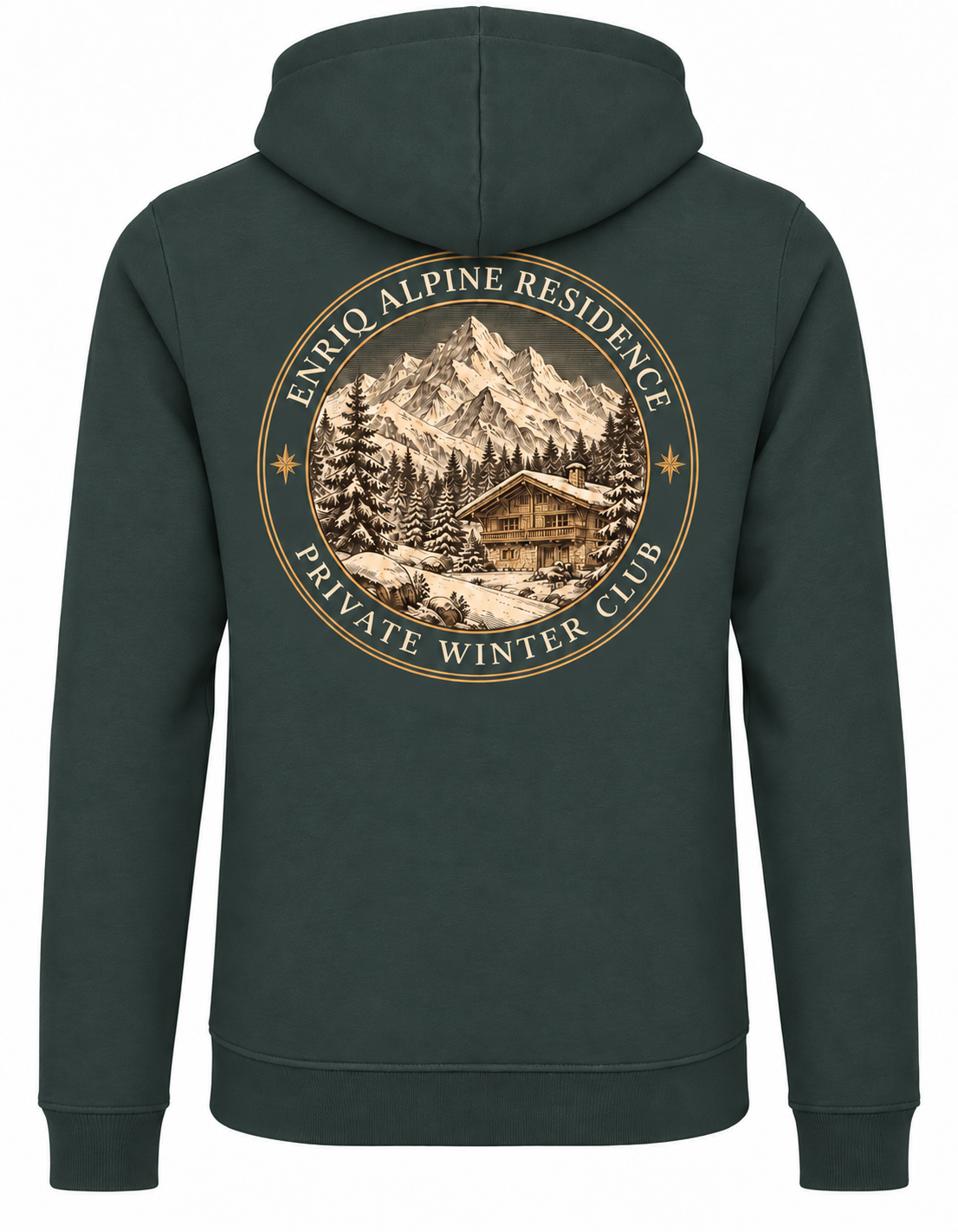 EnriQ Alpine Residence Hoodie – Bottle Green – achterkant