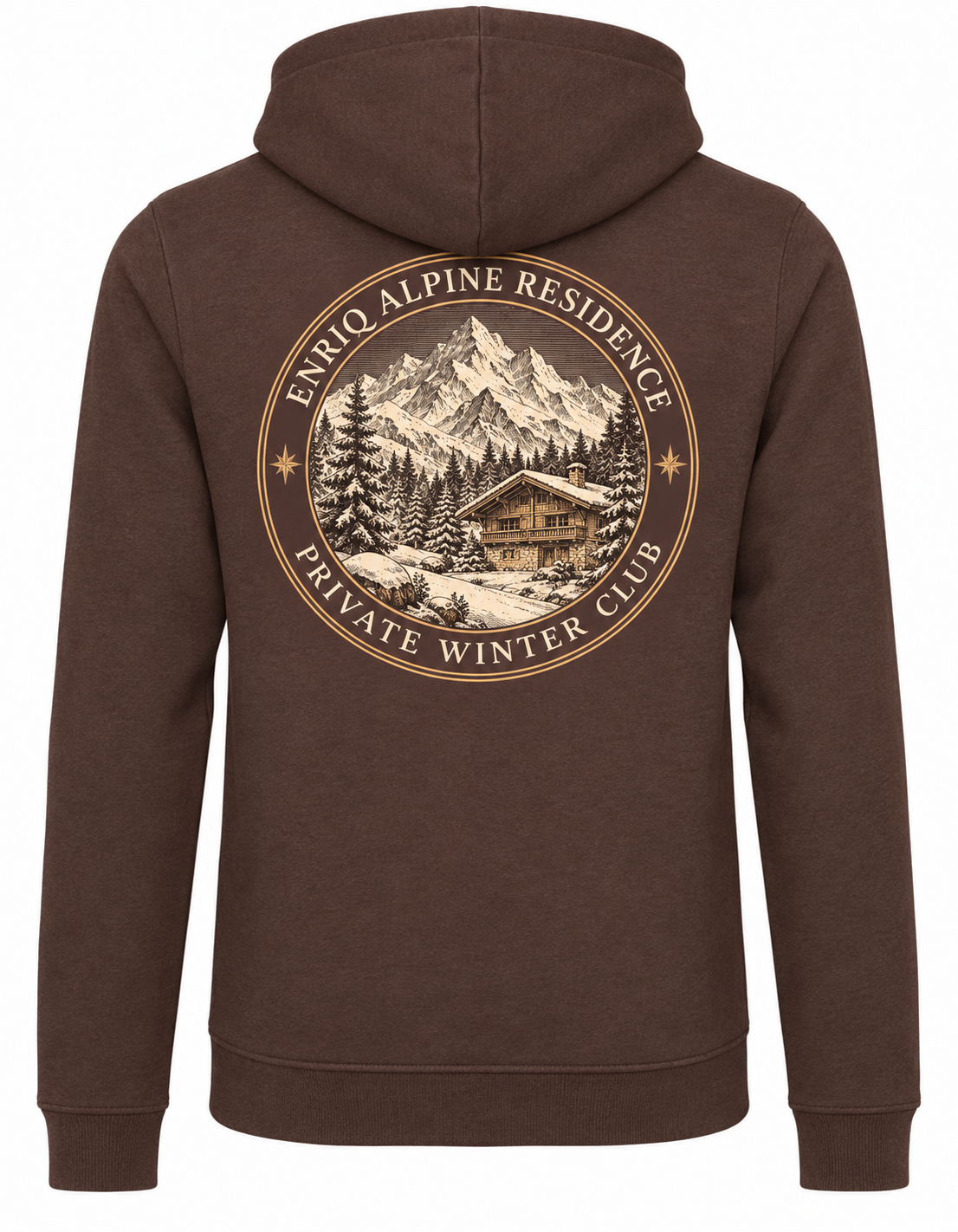 EnriQ Alpine Residence Hoodie – Chocolate Brown – achterkant