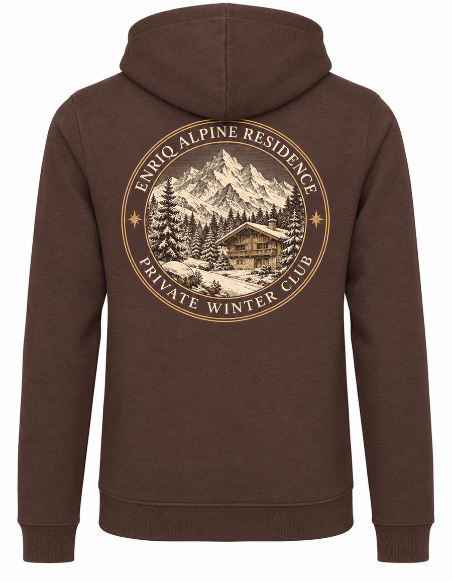 EnriQ Alpine Residence Hoodie – Chocolate Brown – achterkant