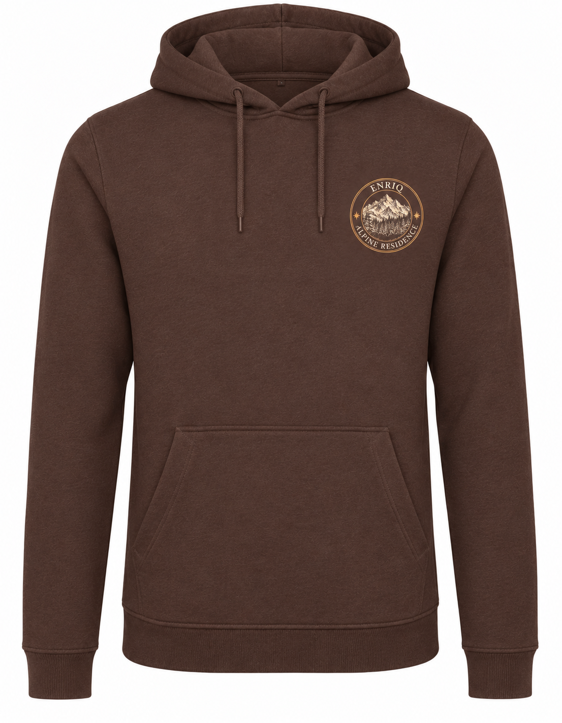 EnriQ Alpine Residence Hoodie – Chocolate Brown – voorkant