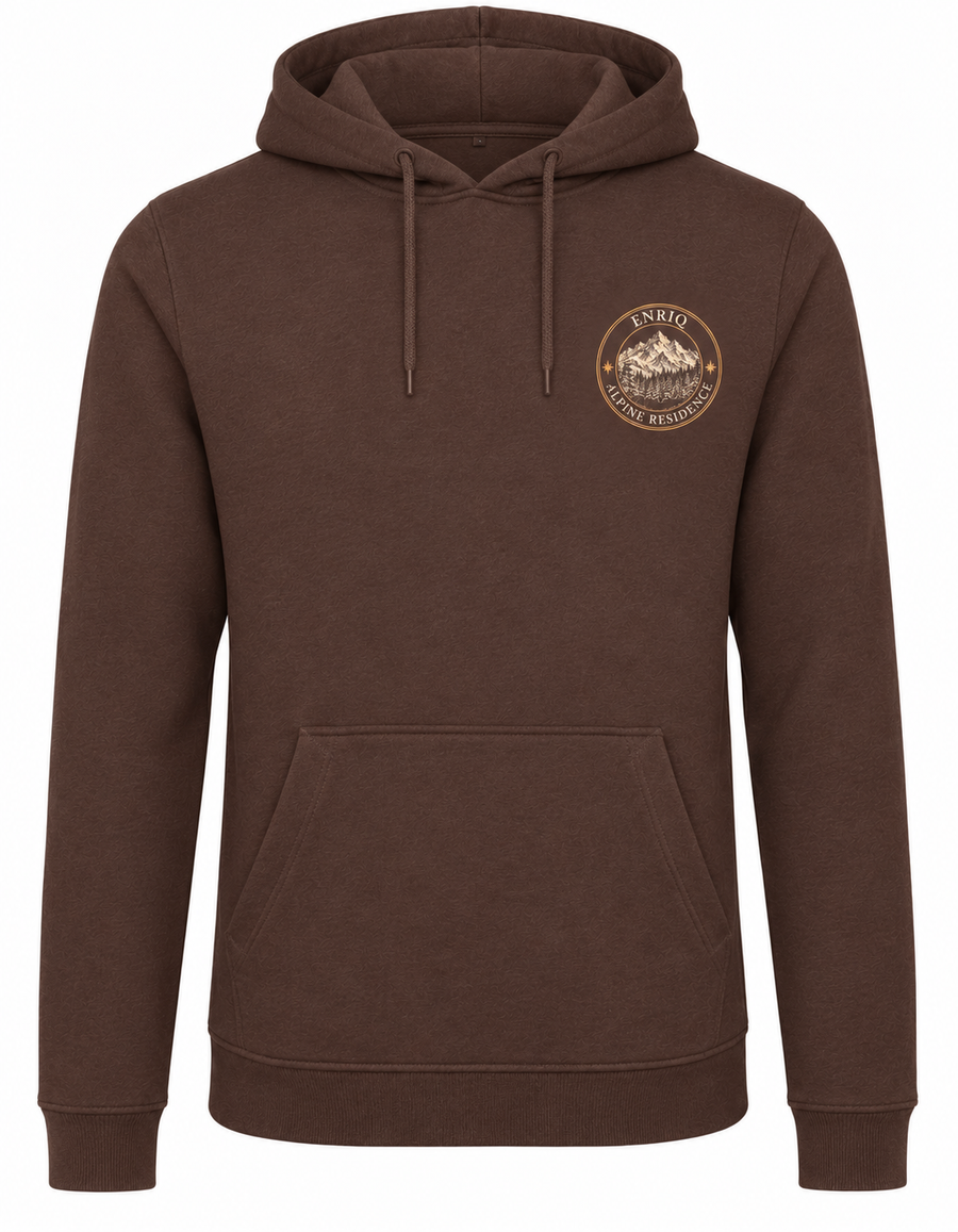 EnriQ Alpine Residence Hoodie – Chocolate Brown – voorkant