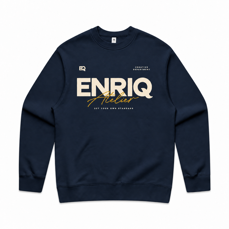 EnriQ Atelier Signature Sweater – Ink Blue – voorkant