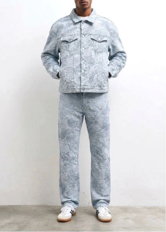 Fusional Sky Blue denim set – front view